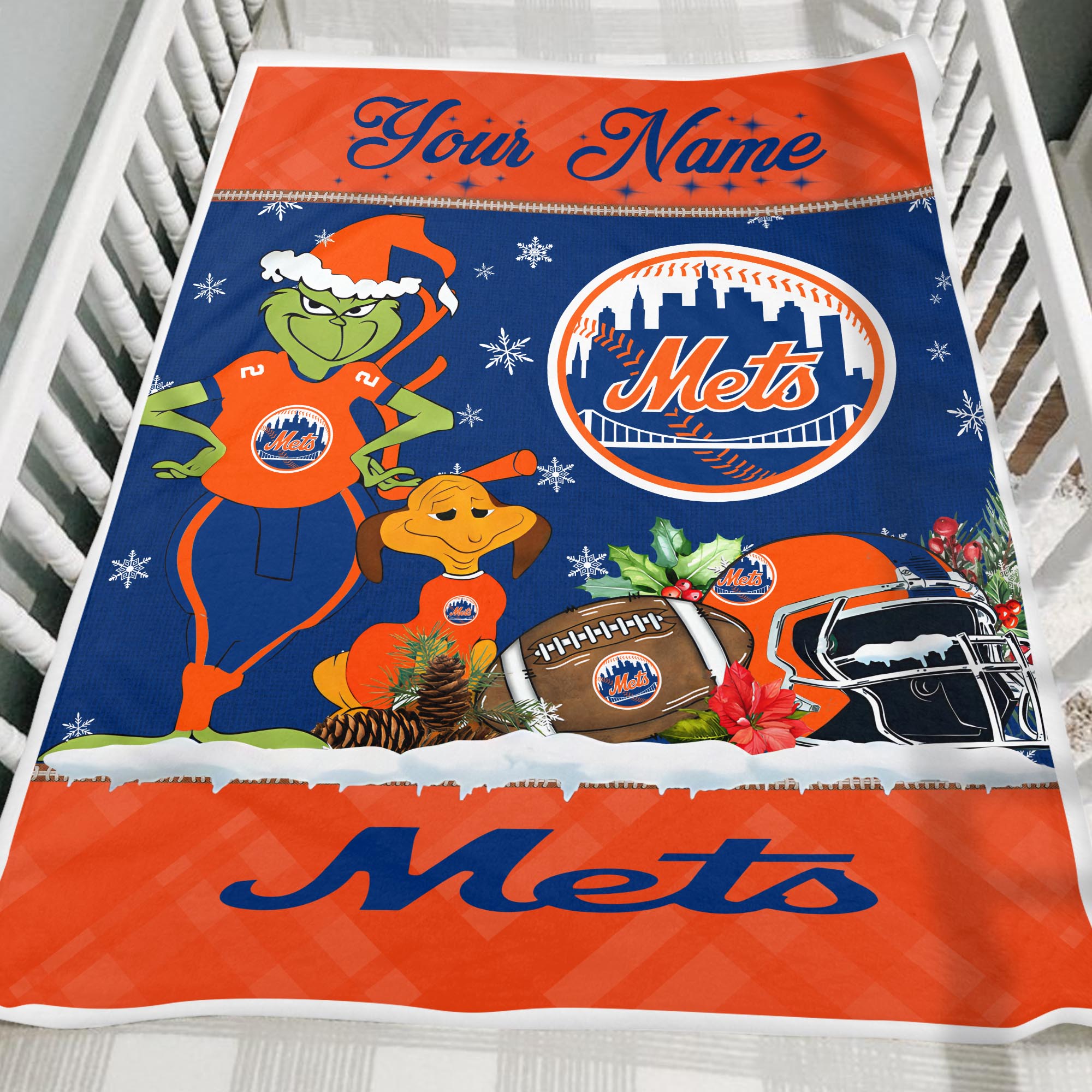 Sportswearmerch New York Mets MLB x Grinch Christmas Fleece Blanket For Fan