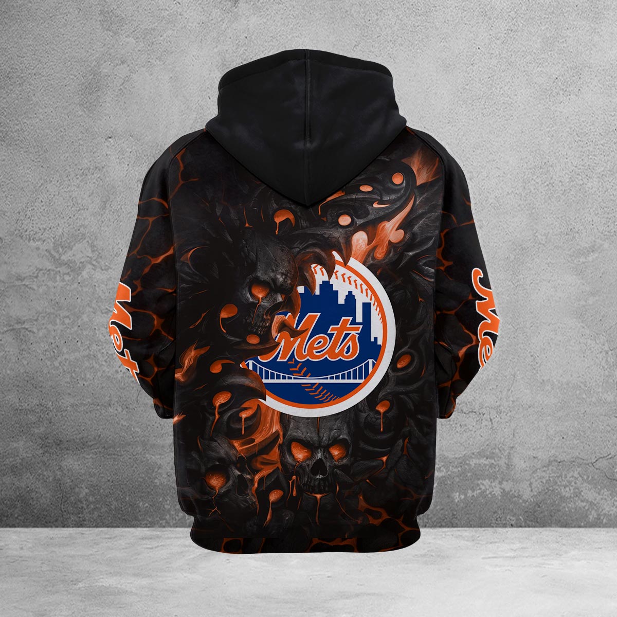 Sportswearmerch New York Mets NCAA Lava Skull Hoodie For Fan