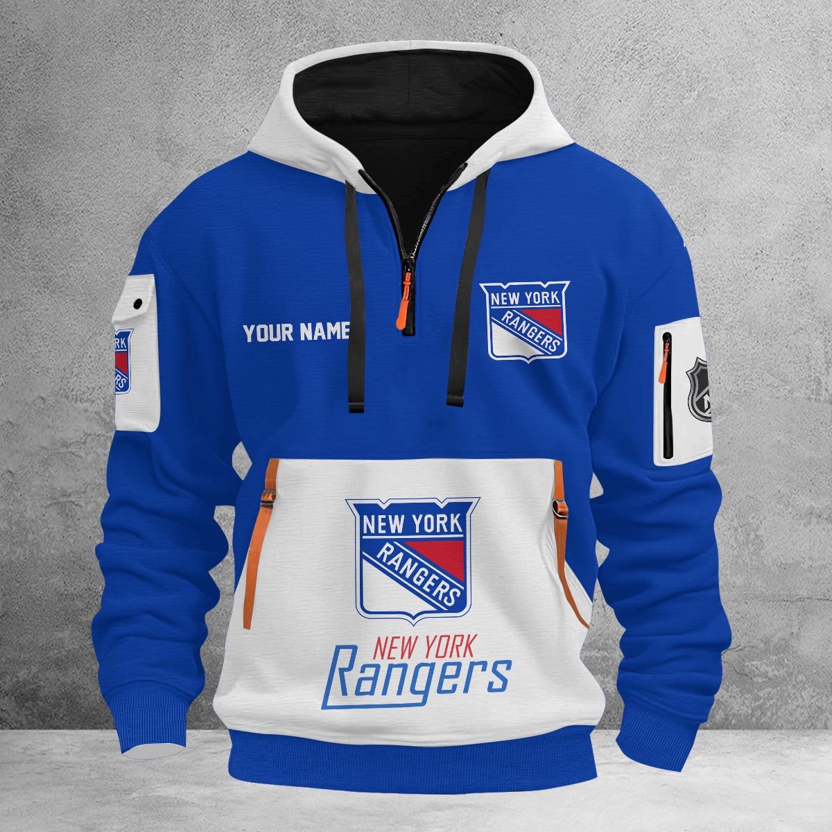 Sportswearmerch New York Rangers NHL Half Zip Hoodie Personalized For Fan