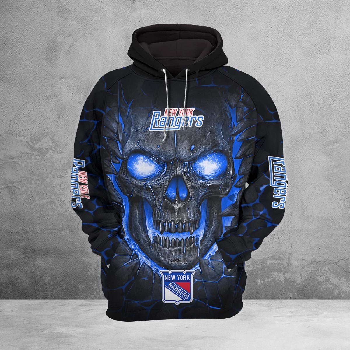 Sportswearmerch New York Rangers NHL Lava Skull Hoodie For Fan