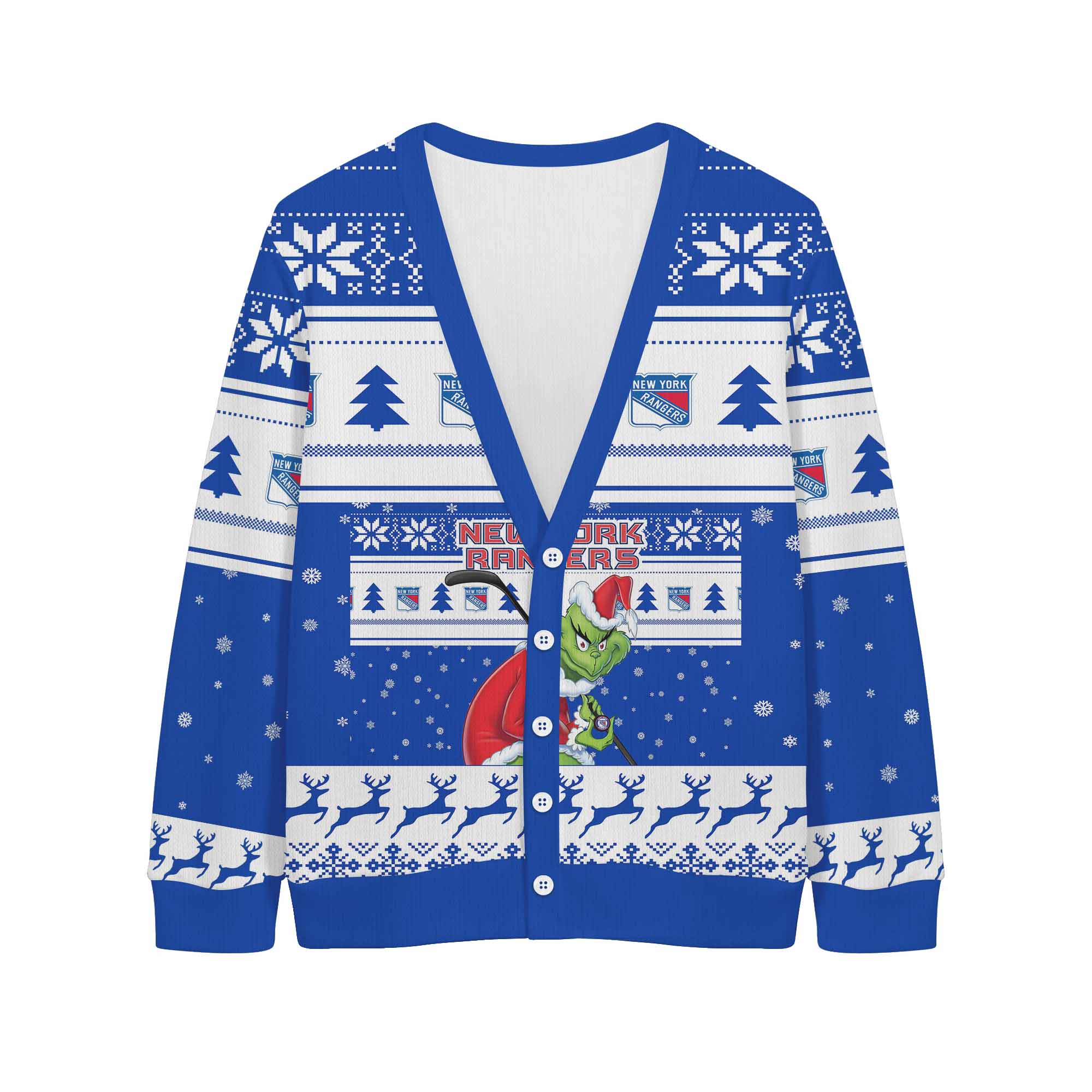 Sportswearmerch New York Rangers NHL x Grinch Christmas Cardigan For Fan