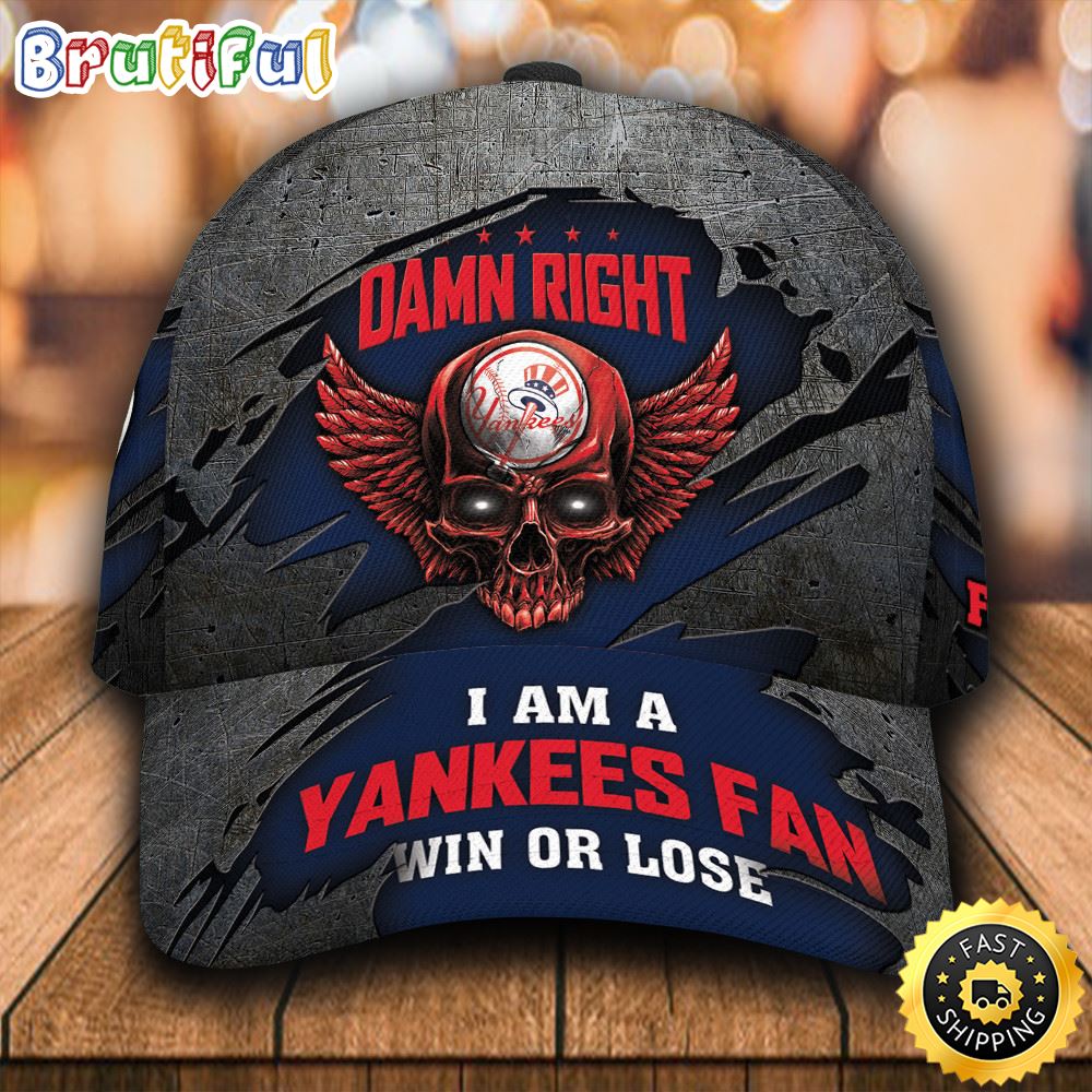 Sportswearmerch New York Yankees MLB Skull Damn Right Classic Cap For Fan
