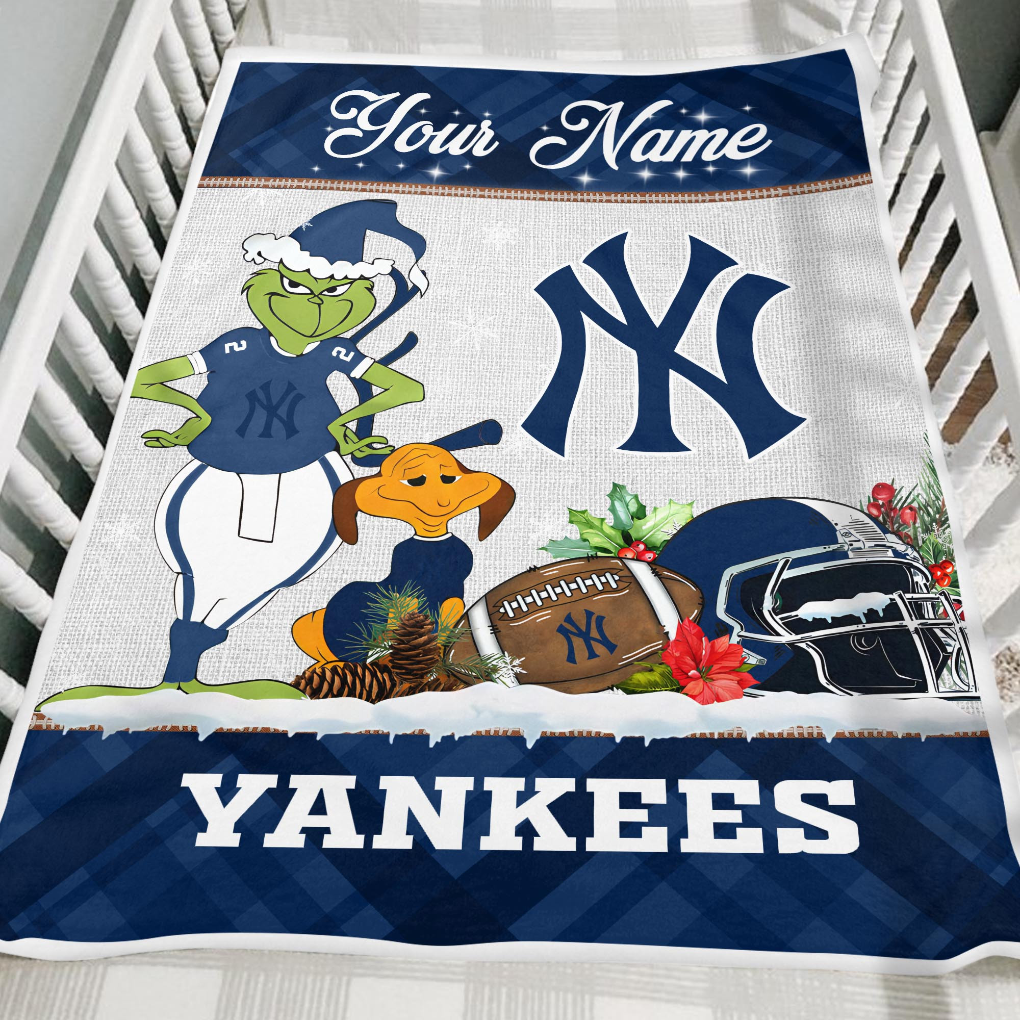 Sportswearmerch New York Yankees MLB x Grinch Christmas Fleece Blanket For Fan