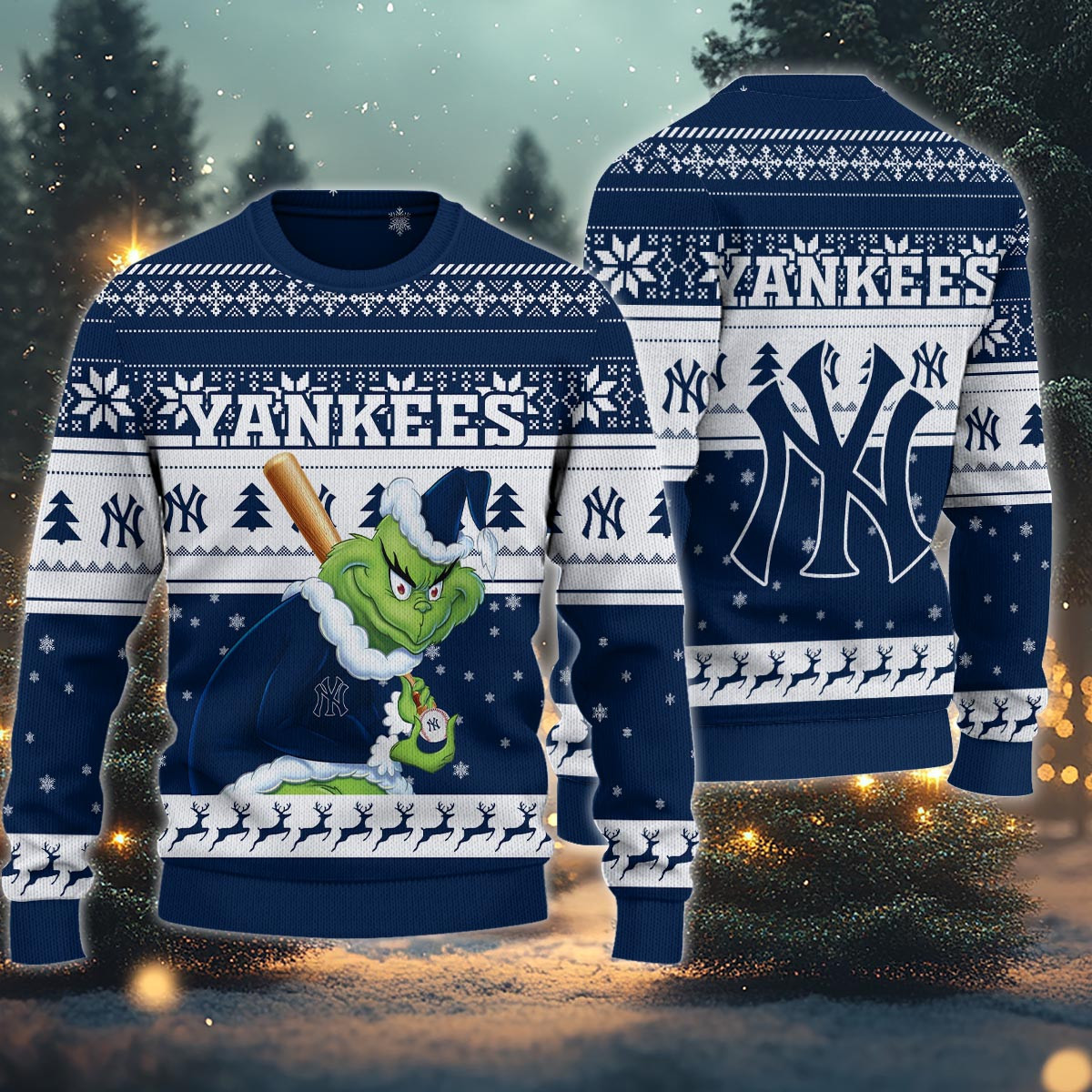 Sportswearmerch New York Yankees MLB x Grinch Christmas Ugly Sweater For Fans