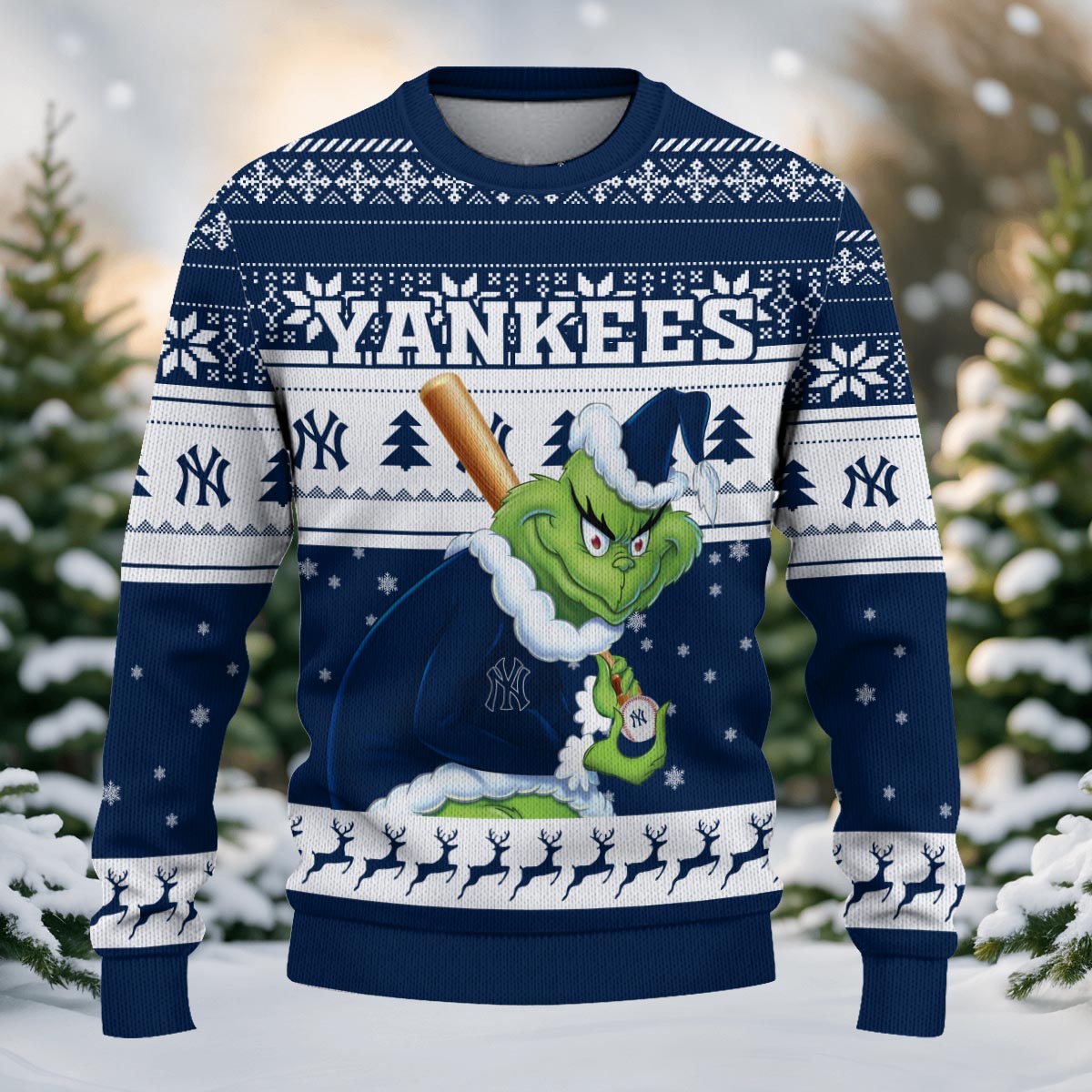 Sportswearmerch New York Yankees MLB x Grinch Christmas Ugly Sweater For Fans