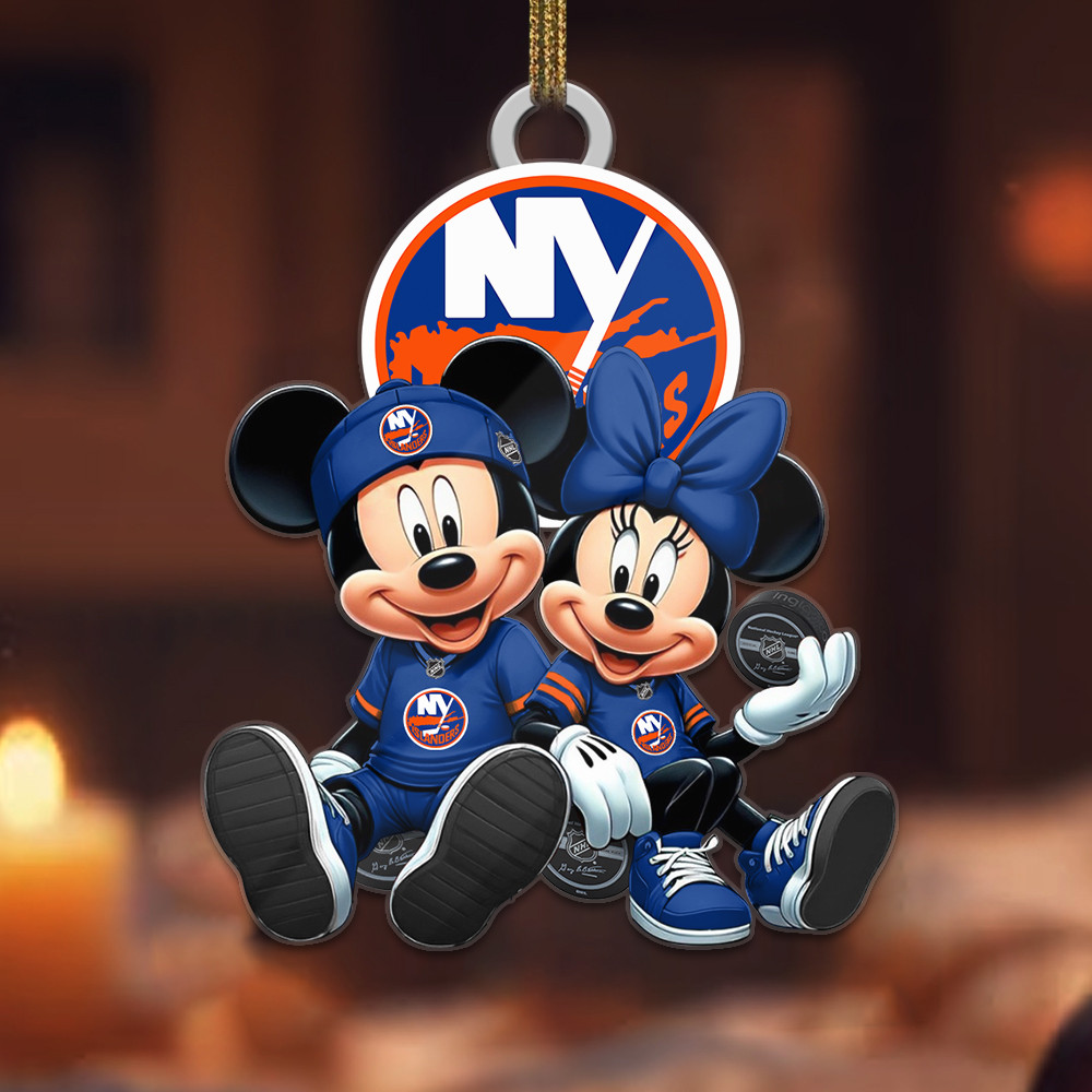 Sportswearmerch New Yorker Islanders NHL x Mickey and Minnie Mouse Personalized Acrylic Ornament For Fans