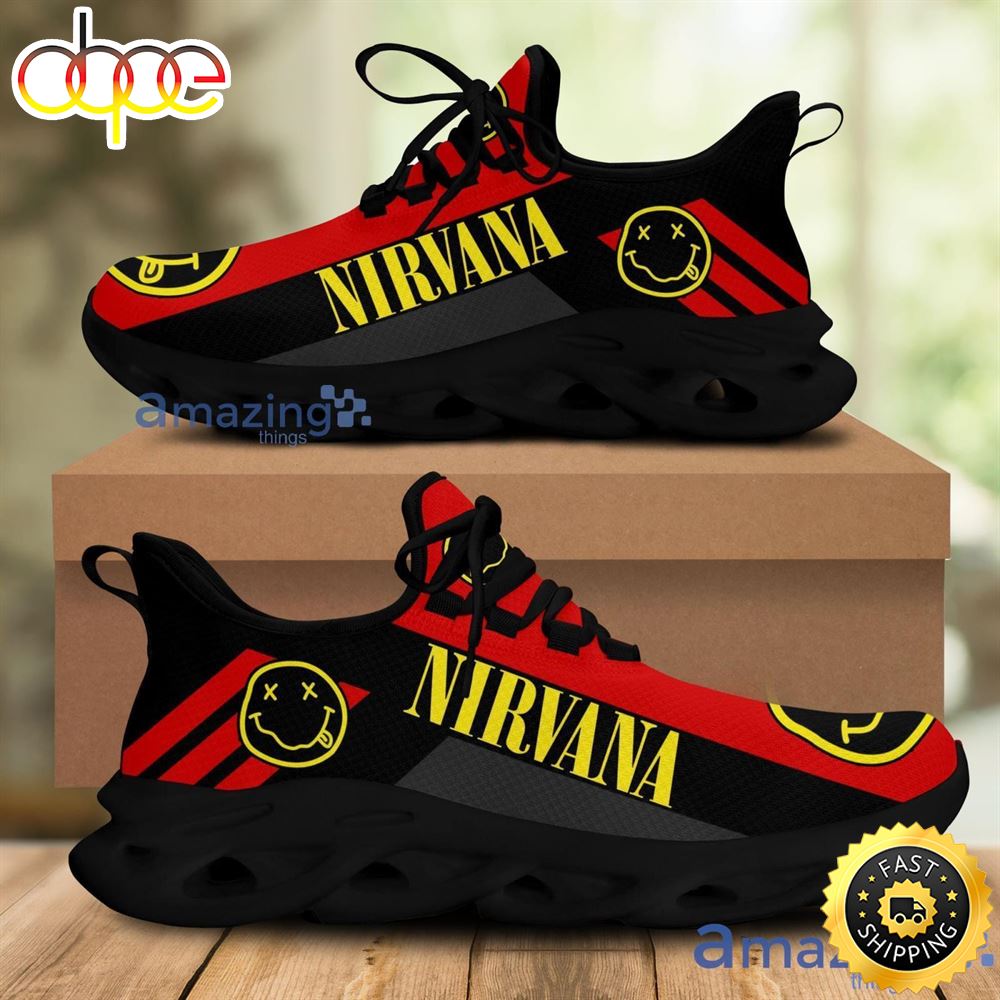 Sportswearmerch Nirvana Music Band Red Stripoed Chunky Running Sneakers Max Soul Shoes Sneakers For Men And Women
