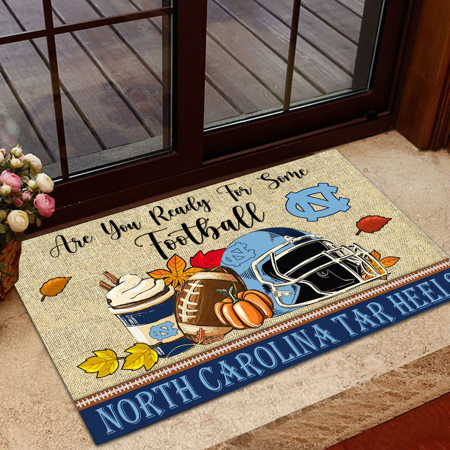 Sportswearmerch North Carolina Tar Heels NCAA Fall Football Custom Doormat For Fan