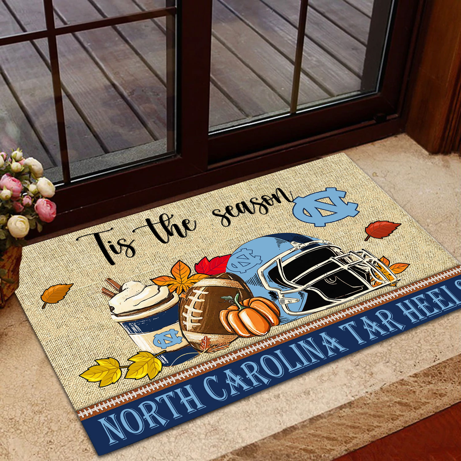 Sportswearmerch North Carolina Tar Heels NCAA Fall Football Custom Doormat For Fan