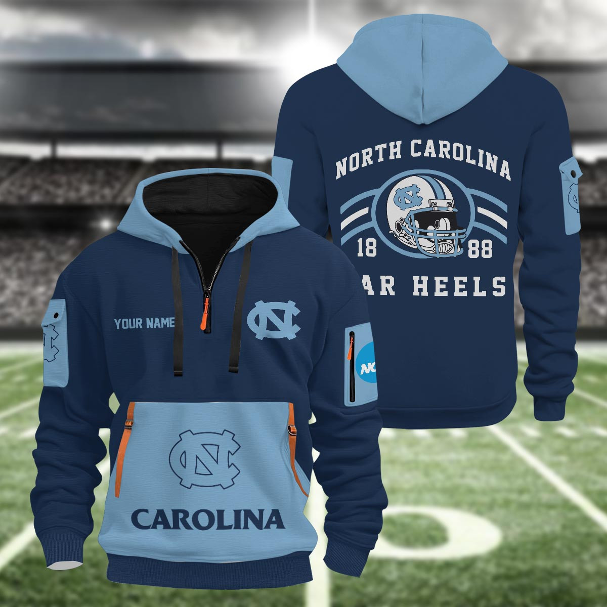 Sportswearmerch North Carolina Tar Heels NCAA Half Zip Hoodie Personalized For Fan