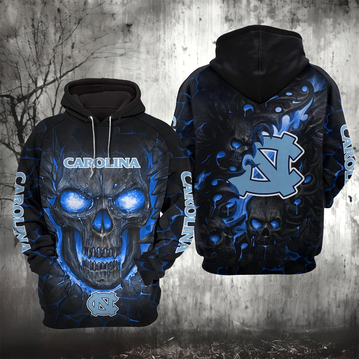 Sportswearmerch North Carolina Tar Heels NCAA Lava Skull Hoodie For Fan