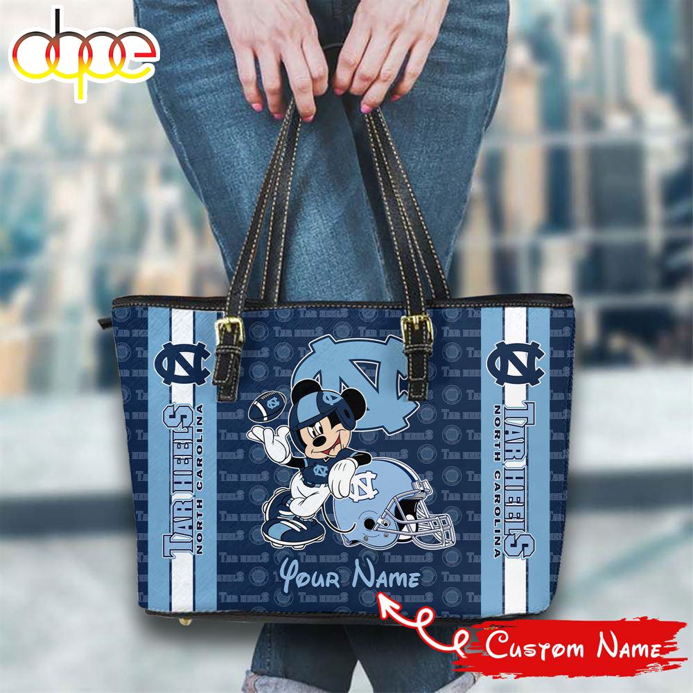 Sportswearmerch North Carolina Tar Heels NCAA Mickey Women Leather Tote Bag For Fan