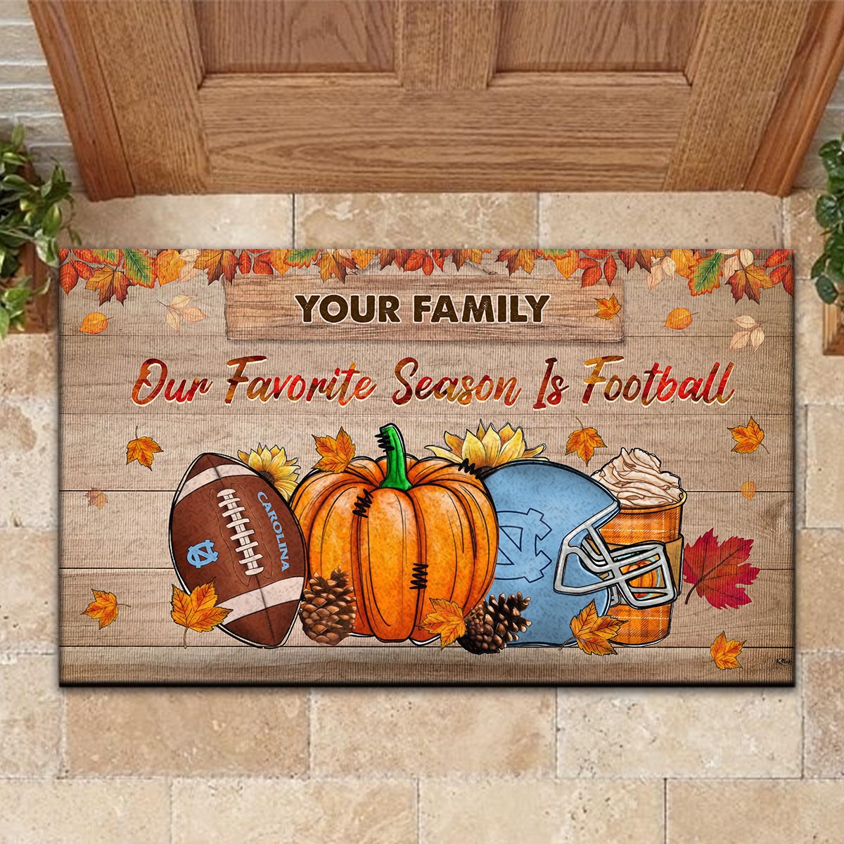Sportswearmerch North Carolina Tar Heels NCAA Our Favorite Season is Football Doormat For Fan
