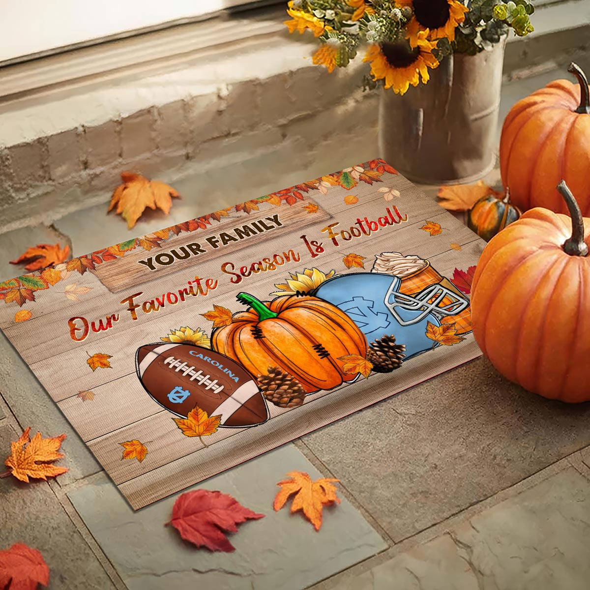 Sportswearmerch North Carolina Tar Heels NCAA Our Favorite Season is Football Doormat For Fan