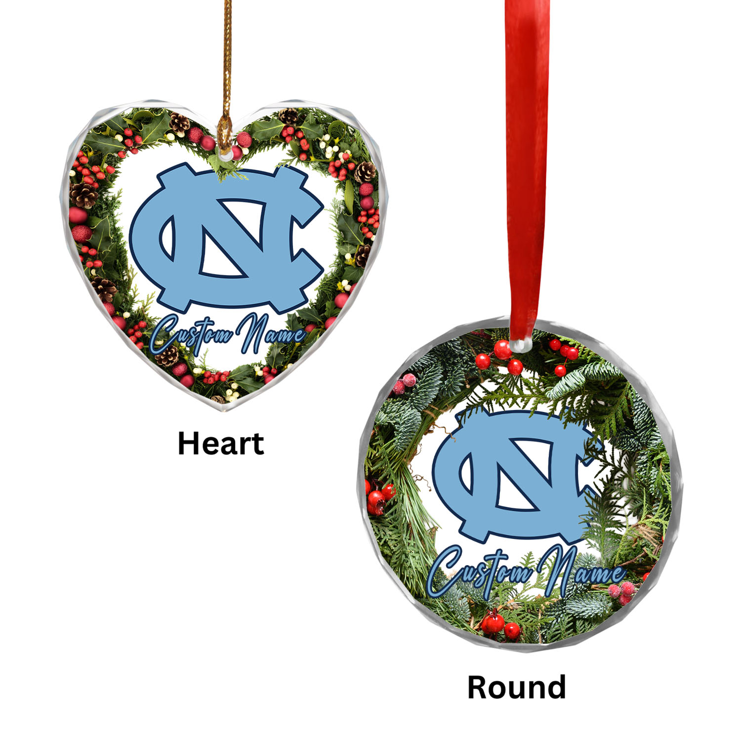 Sportswearmerch North Carolina Tar Heels NCAA x Christmas Glass Ornament Gift For Fans