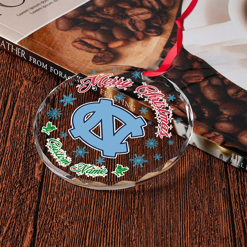 Sportswearmerch North Carolina Tar Heels NCAA x Christmas Glass Ornament Gift For Fans