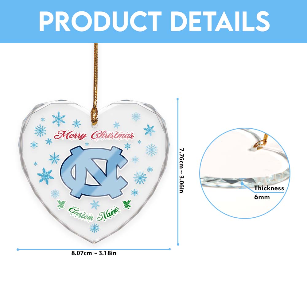 Sportswearmerch North Carolina Tar Heels NCAA x Christmas Glass Ornament Gift For Fans