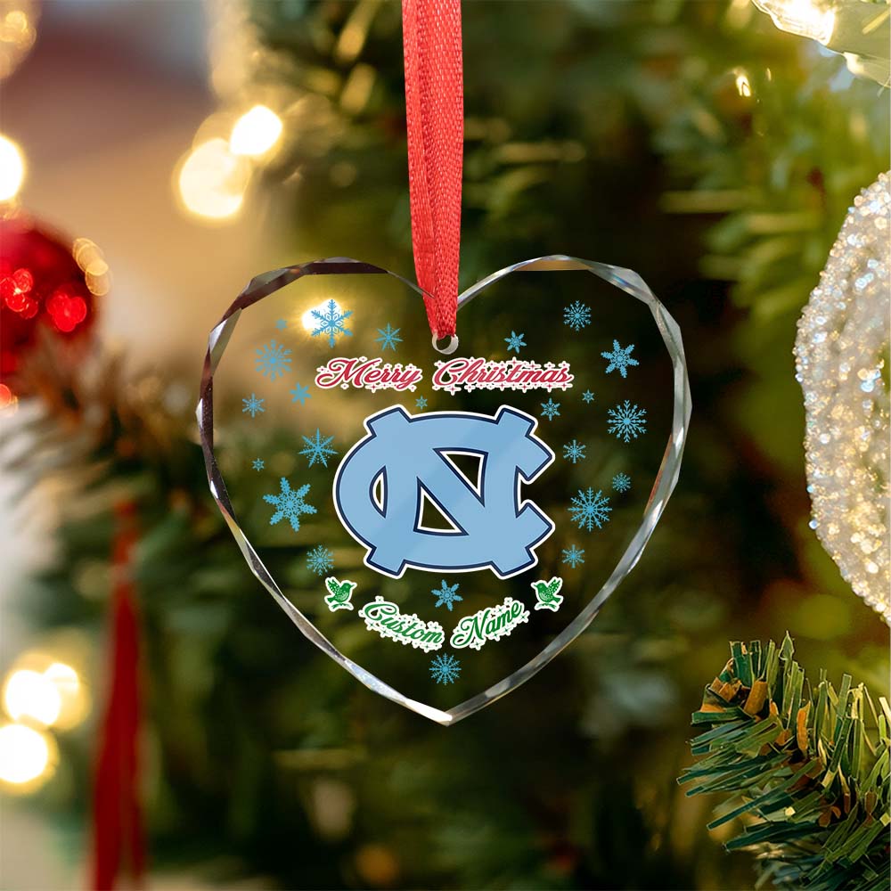 Sportswearmerch North Carolina Tar Heels NCAA x Christmas Glass Ornament Gift For Fans