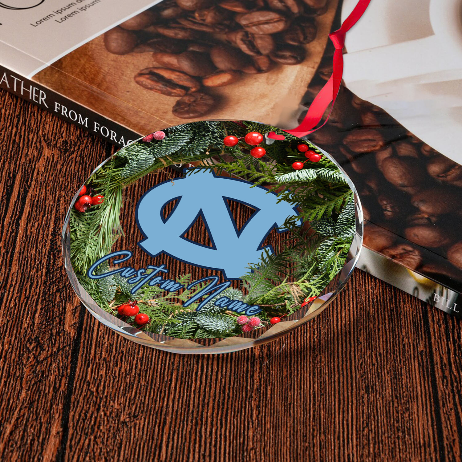 Sportswearmerch North Carolina Tar Heels NCAA x Christmas Glass Ornament Gift For Fans