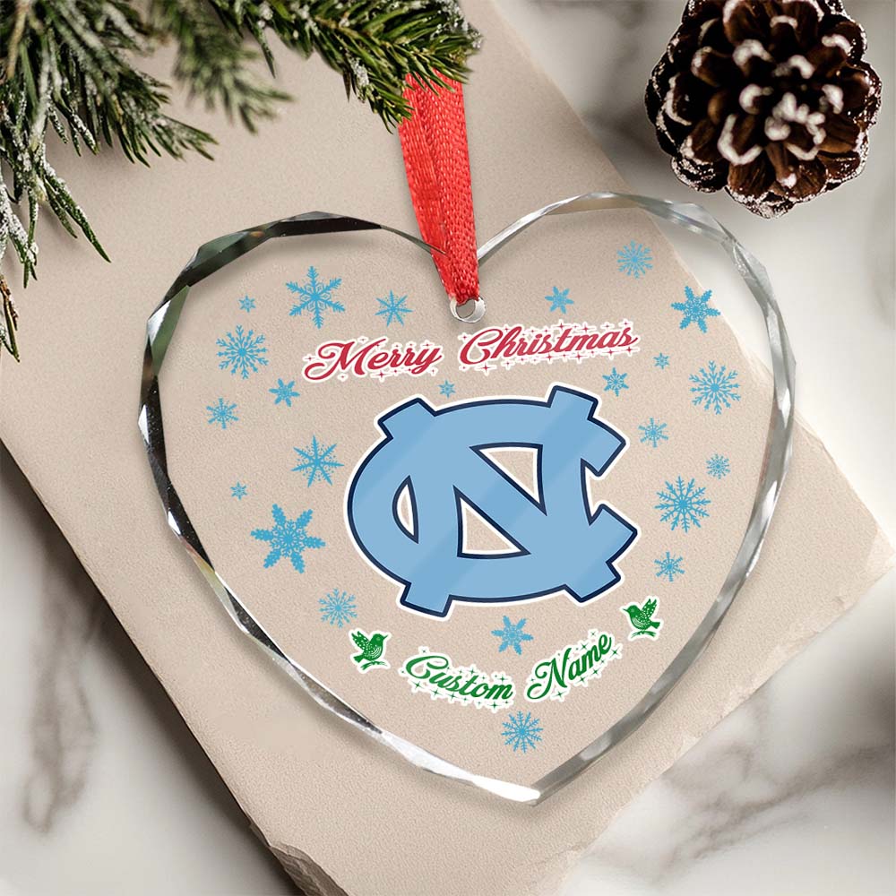 Sportswearmerch North Carolina Tar Heels NCAA x Christmas Glass Ornament Gift For Fans