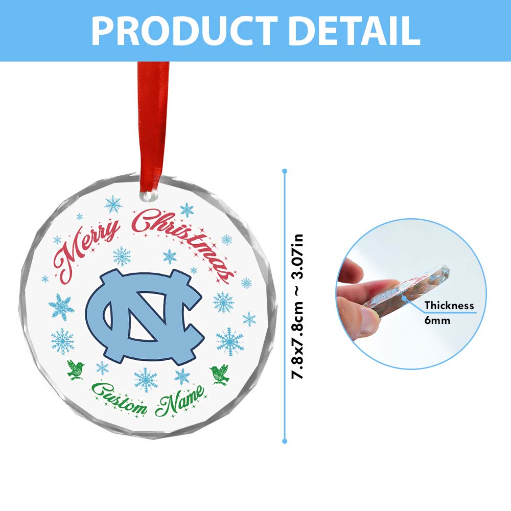 Sportswearmerch North Carolina Tar Heels NCAA x Christmas Glass Ornament Gift For Fans