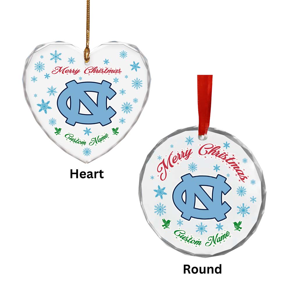 Sportswearmerch North Carolina Tar Heels NCAA x Christmas Glass Ornament Gift For Fans