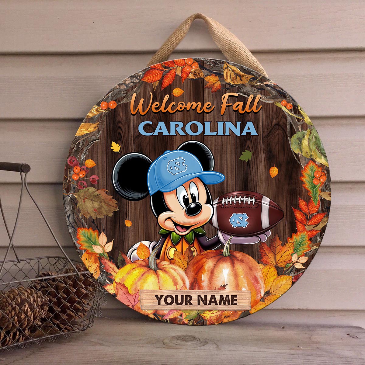 Sportswearmerch North Carolina Tar Heels NCAA x Mickey Round Wooden Sign For Fan