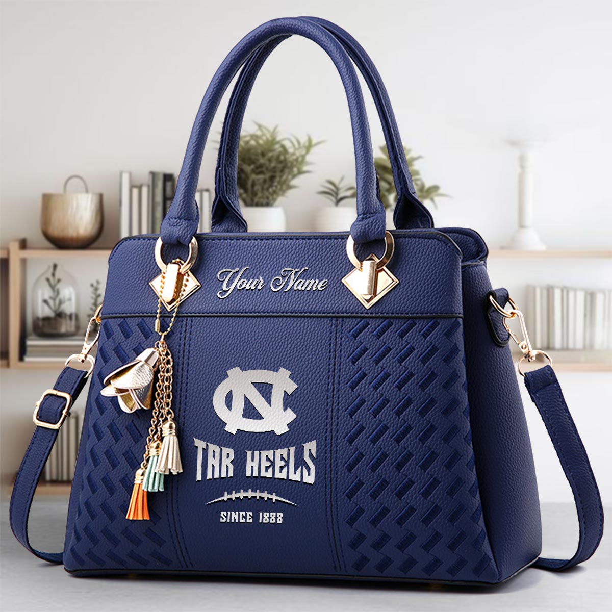 Sportswearmerch North Carolina Tar Heels NCAA Zip Leather Handbag For Fan