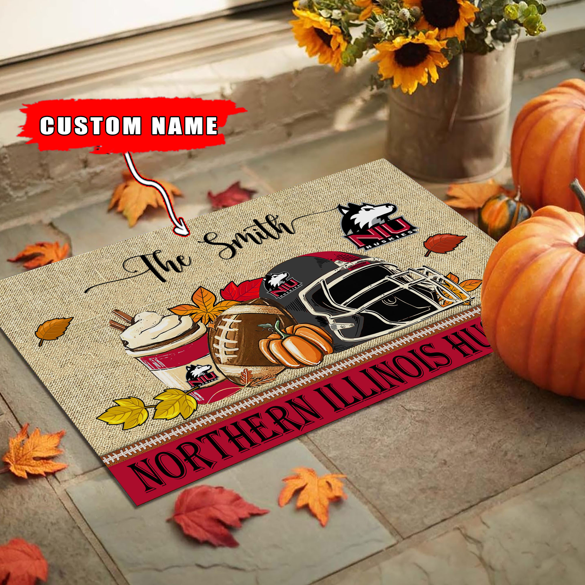Sportswearmerch Northern Illinois Huskies NCAA Fall Football Custom Doormat For Fan