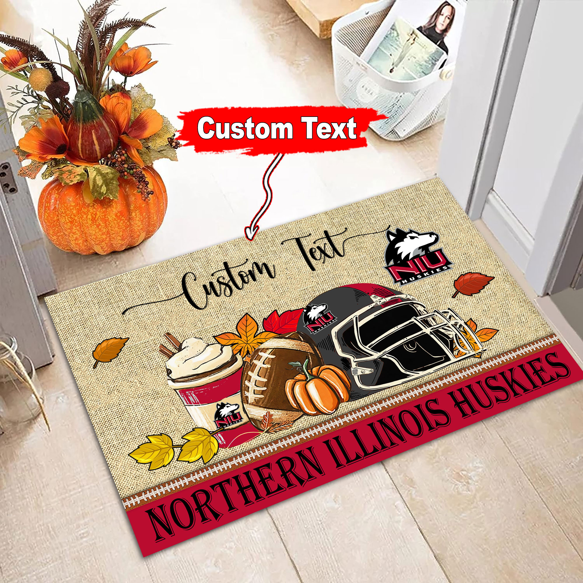 Sportswearmerch Northern Illinois Huskies NCAA Fall Football Custom Doormat For Fan