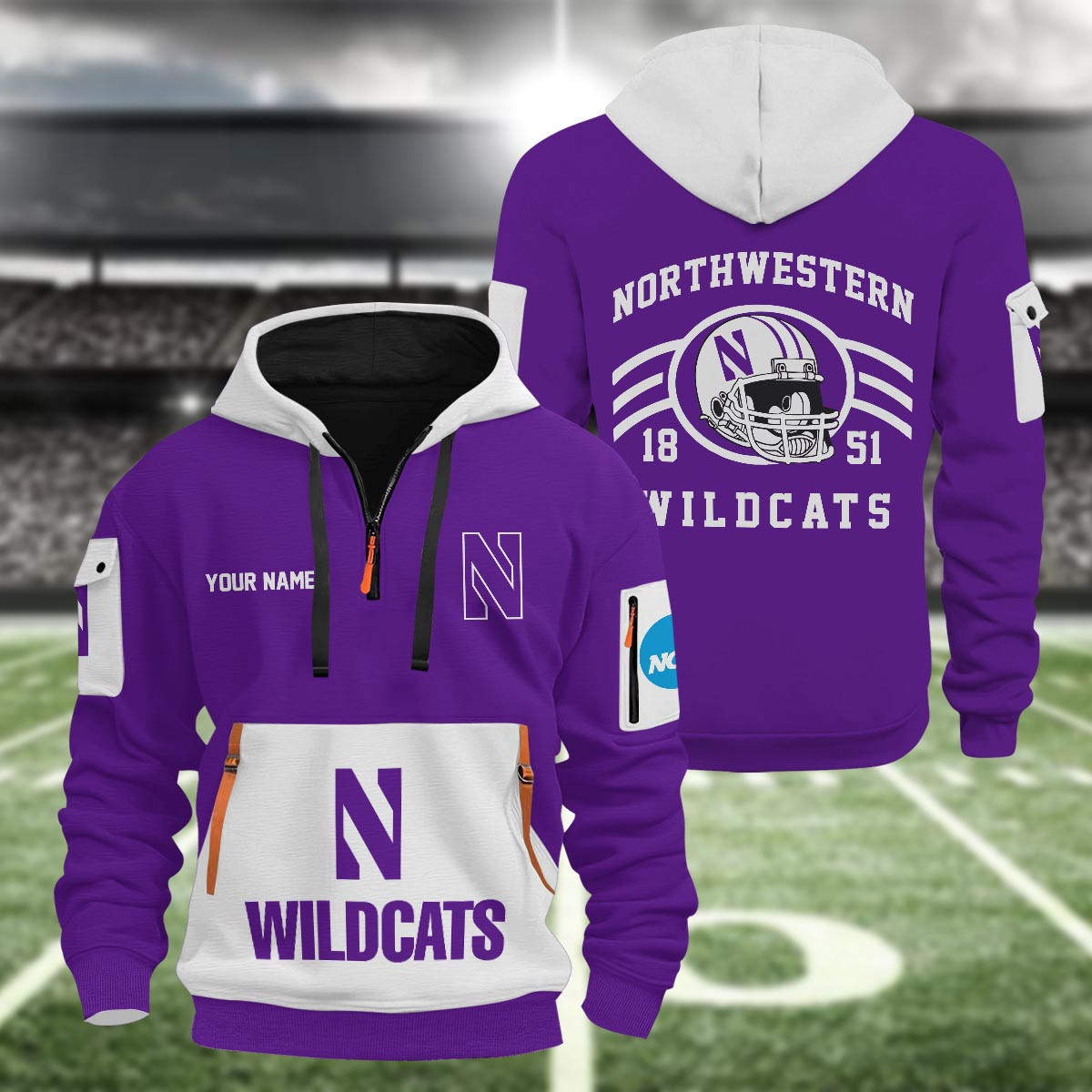 Sportswearmerch Northwestern Wildcats NCAA Half Zip Hoodie Personalized For Fan