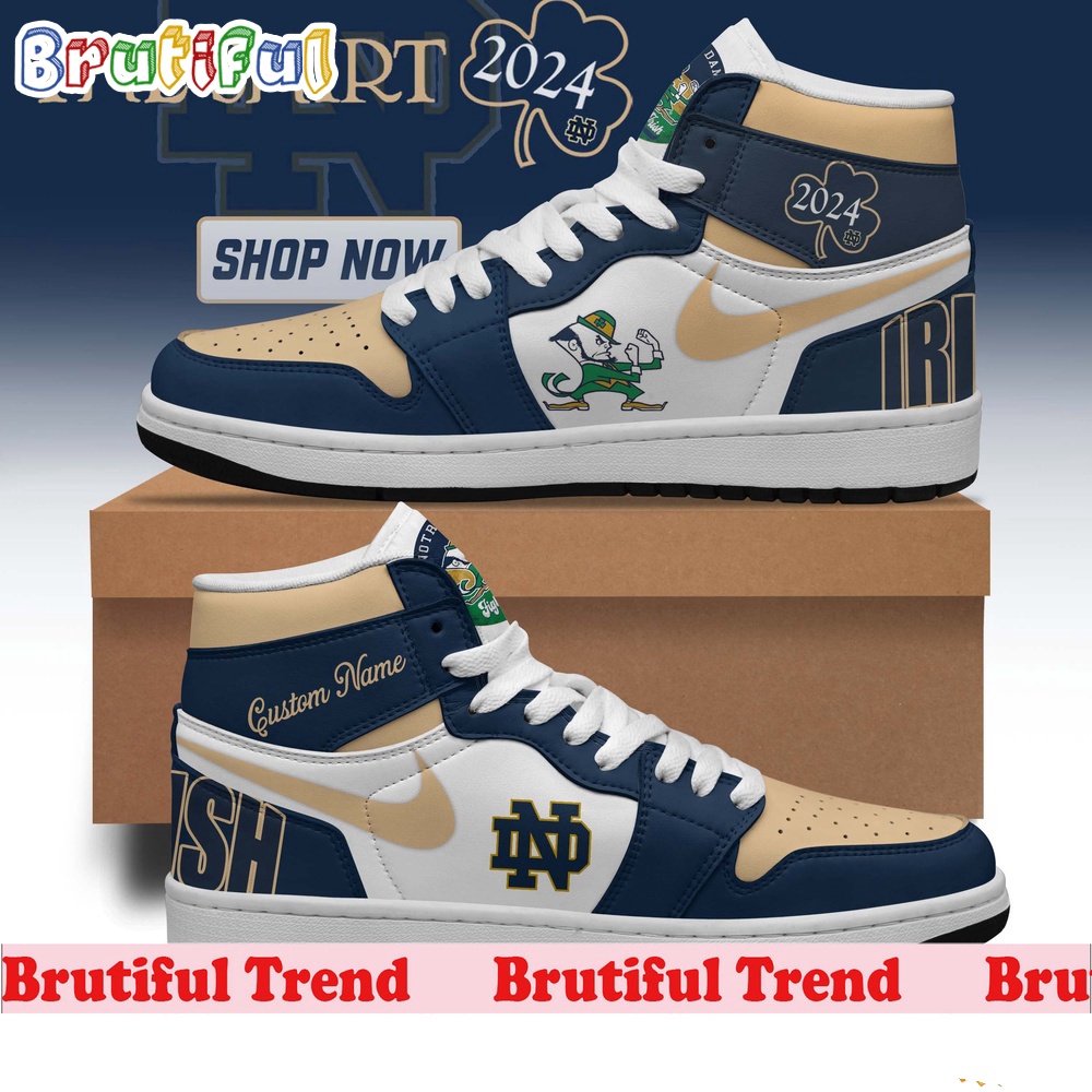 Sportswearmerch Notre Dame Fighting Irish NCAA Football Shamrock Series 2024 AJ1 High Sneakers Shoes For Men And Women