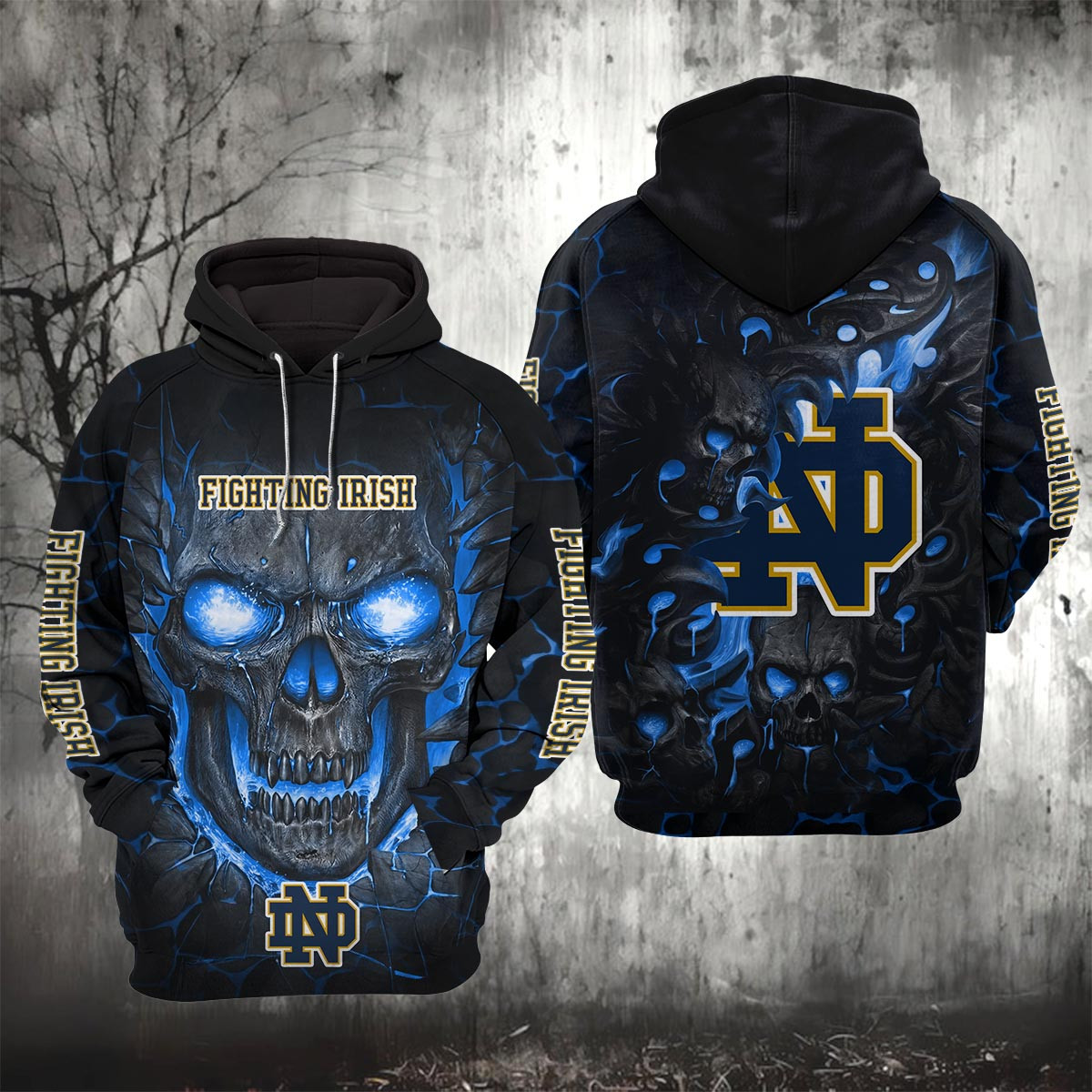 Sportswearmerch Notre Dame Fighting Irish NCAA Lava Skull Hoodie For Fan
