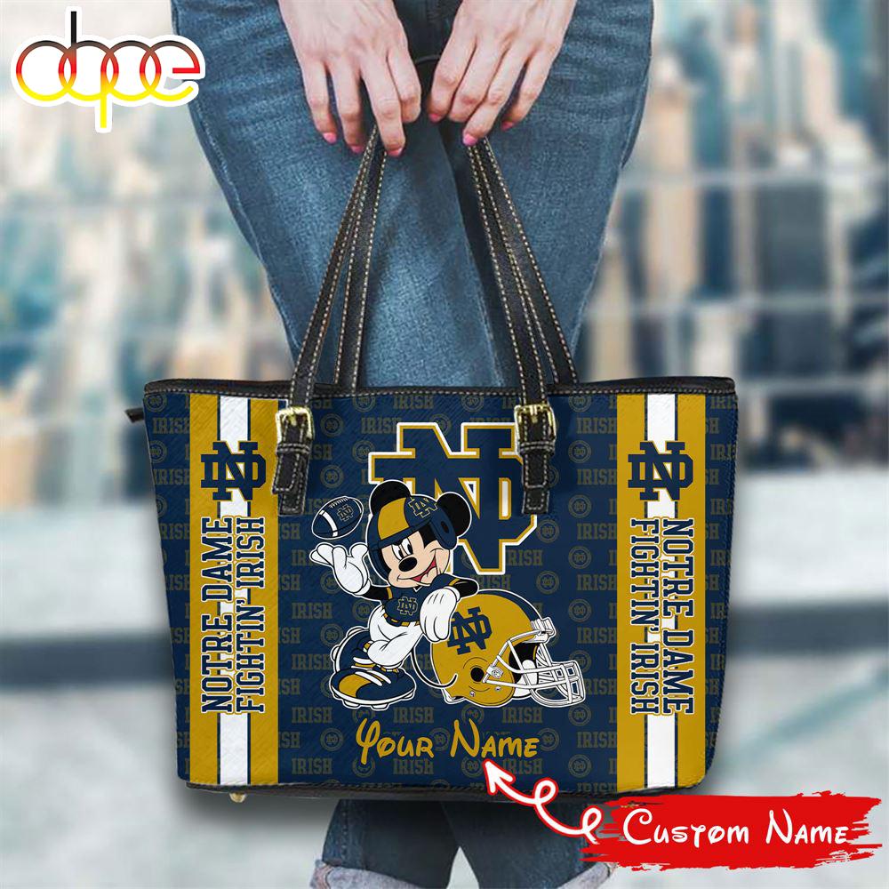Sportswearmerch Notre Dame Fighting Irish NCAA Mickey Women Leather Tote Bag For Fan