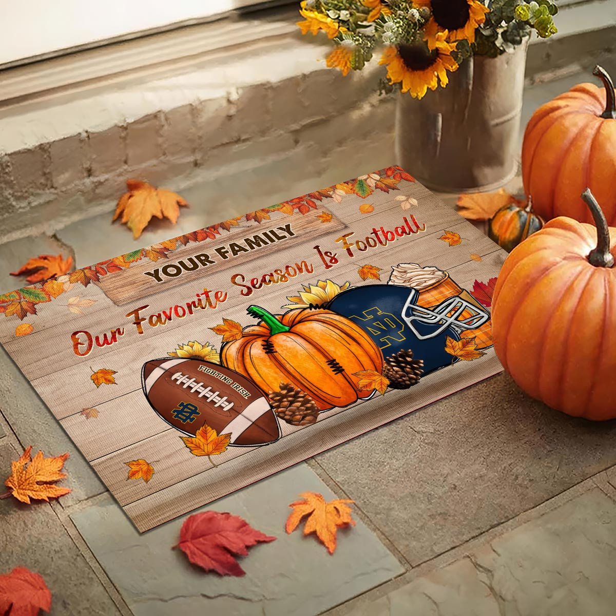 Sportswearmerch Notre Dame Fighting Irish NCAA Our Favorite Season is Football Doormat For Fan