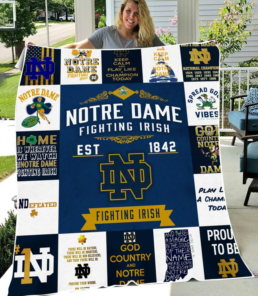 Sportswearmerch Notre Dame Fighting Irish NCAA Quilt Blanket For Fan