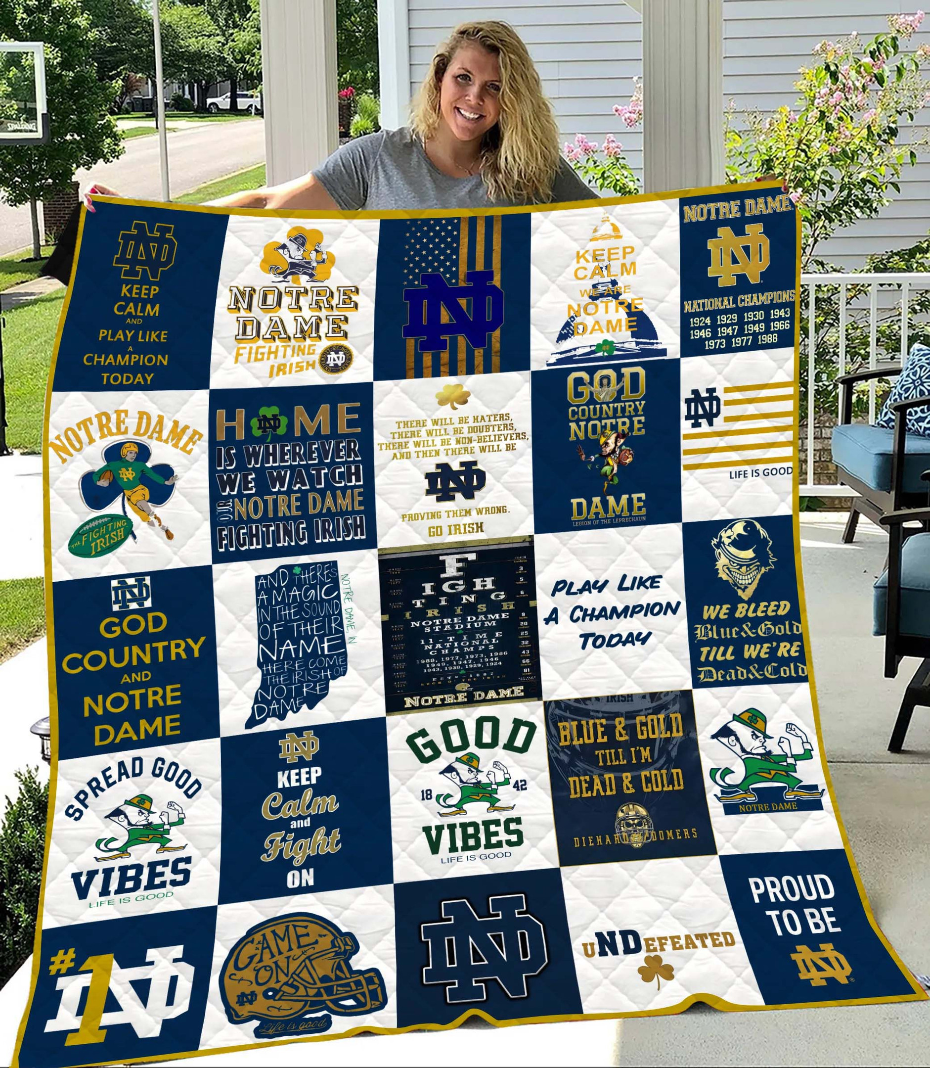 Sportswearmerch Notre Dame Fighting Irish NCAA Quilt Blanket For Fan