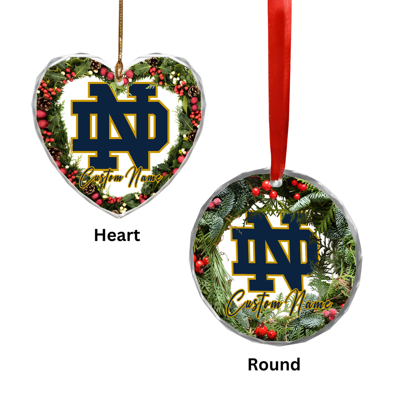 Sportswearmerch Notre Dame Fighting Irish NCAA x Christmas Glass Ornament Gift For Fans