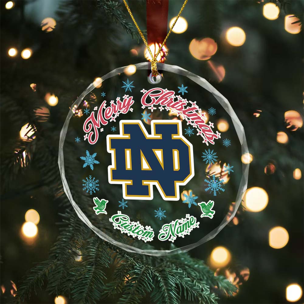 Sportswearmerch Notre Dame Fighting Irish NCAA x Christmas Glass Ornament Gift For Fans