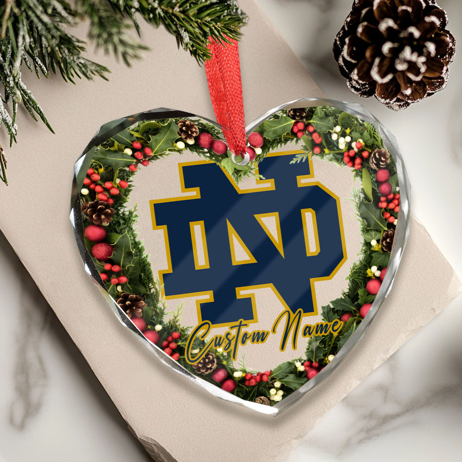 Sportswearmerch Notre Dame Fighting Irish NCAA x Christmas Glass Ornament Gift For Fans