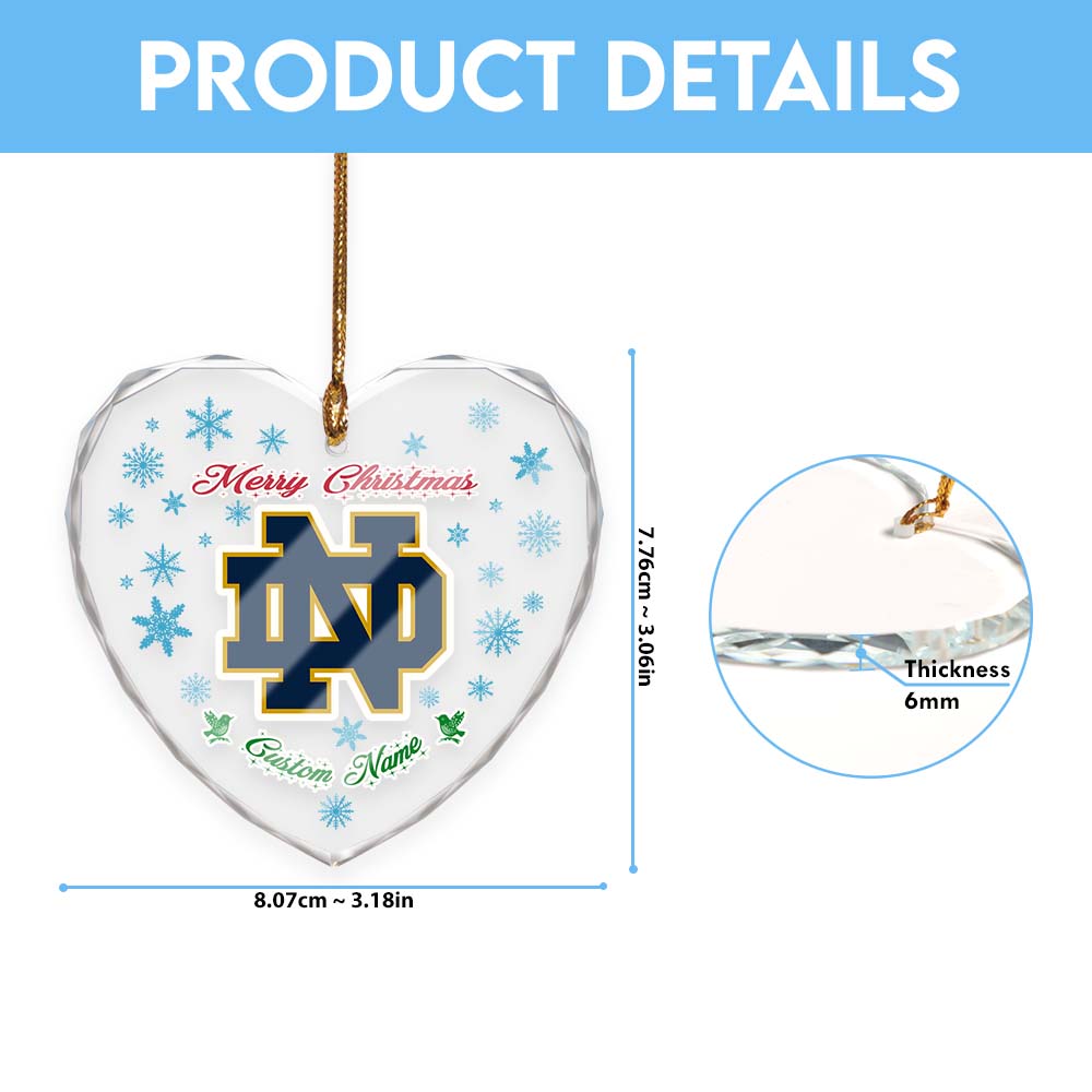 Sportswearmerch Notre Dame Fighting Irish NCAA x Christmas Glass Ornament Gift For Fans