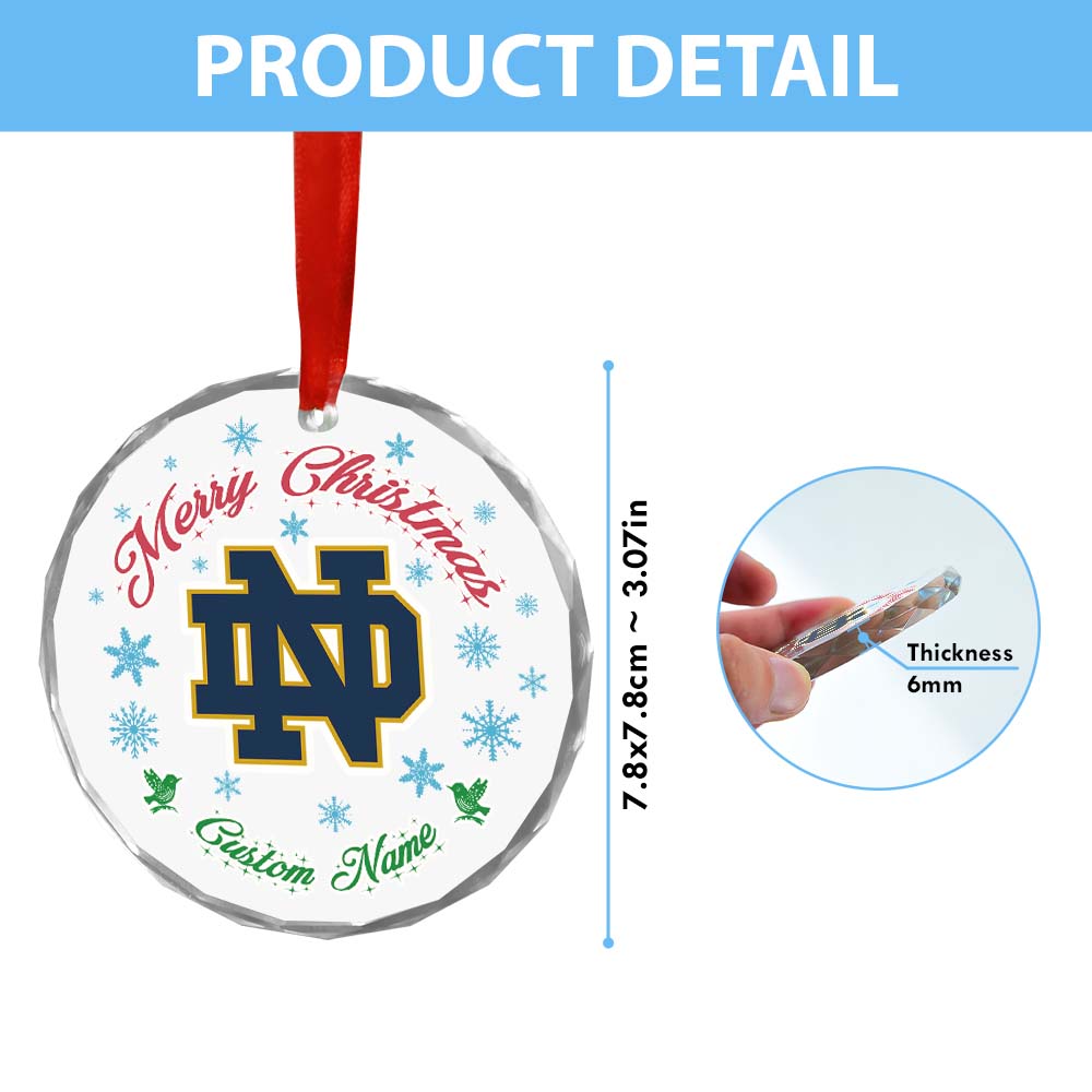 Sportswearmerch Notre Dame Fighting Irish NCAA x Christmas Glass Ornament Gift For Fans