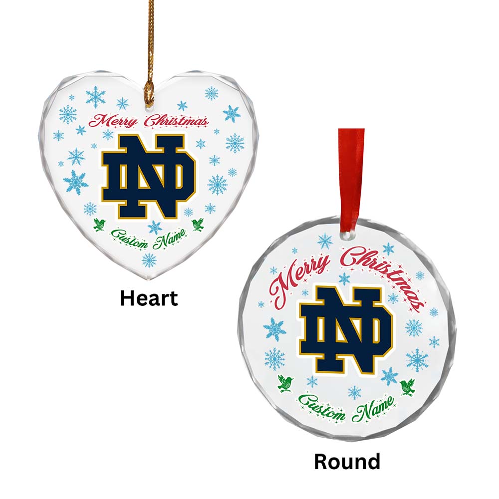 Sportswearmerch Notre Dame Fighting Irish NCAA x Christmas Glass Ornament Gift For Fans