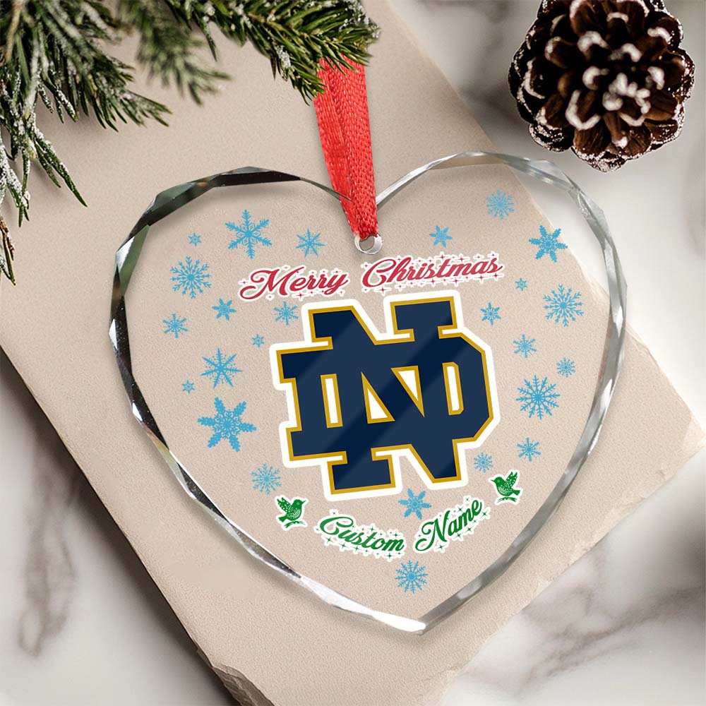 Sportswearmerch Notre Dame Fighting Irish NCAA x Christmas Glass Ornament Gift For Fans