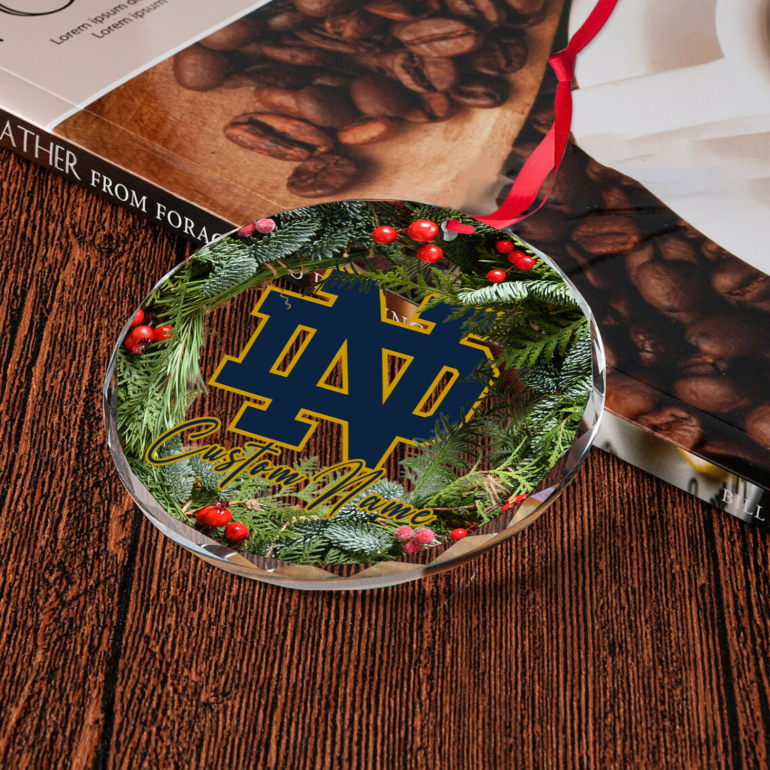 Sportswearmerch Notre Dame Fighting Irish NCAA x Christmas Glass Ornament Gift For Fans