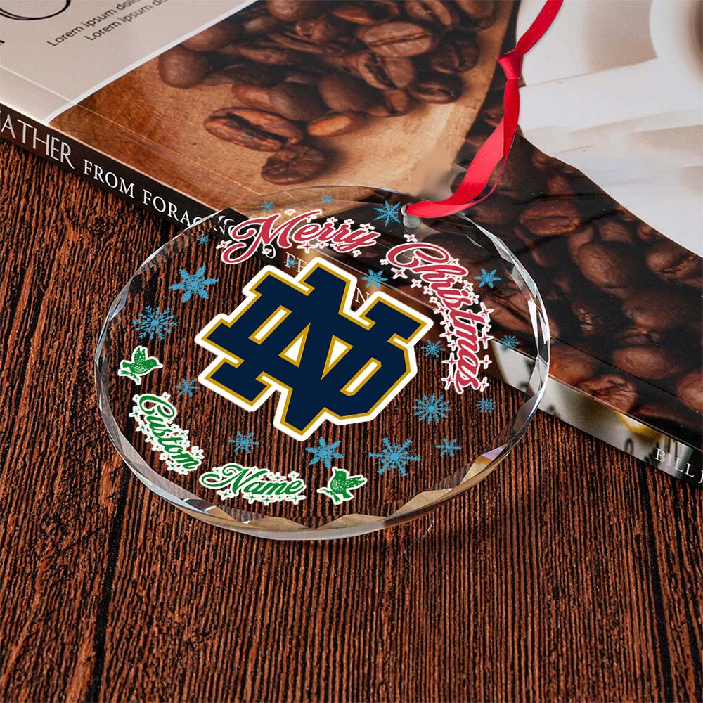 Sportswearmerch Notre Dame Fighting Irish NCAA x Christmas Glass Ornament Gift For Fans