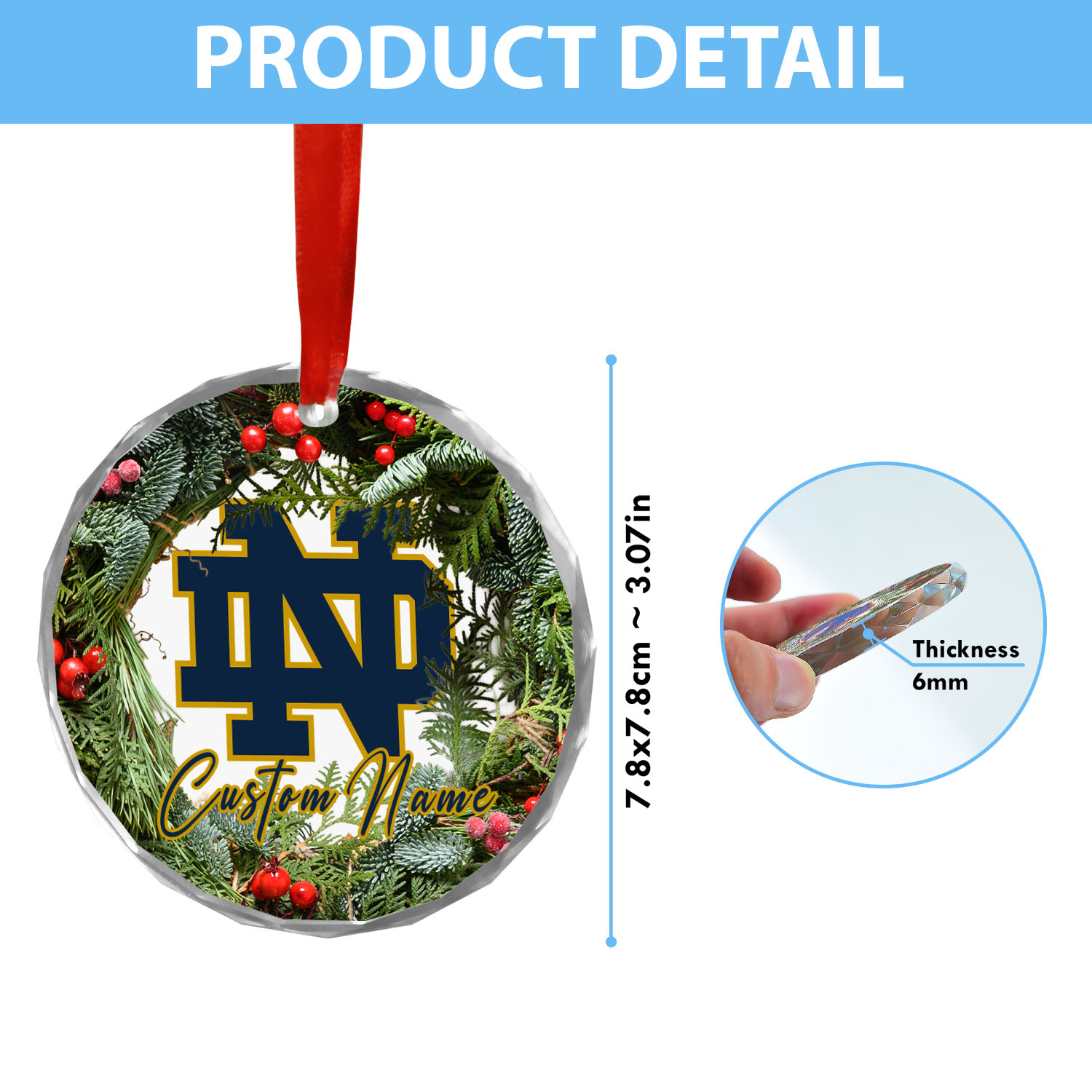 Sportswearmerch Notre Dame Fighting Irish NCAA x Christmas Glass Ornament Gift For Fans