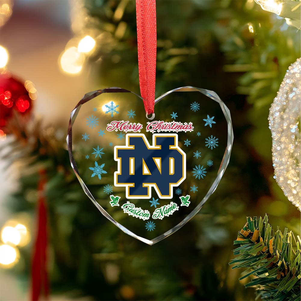 Sportswearmerch Notre Dame Fighting Irish NCAA x Christmas Glass Ornament Gift For Fans