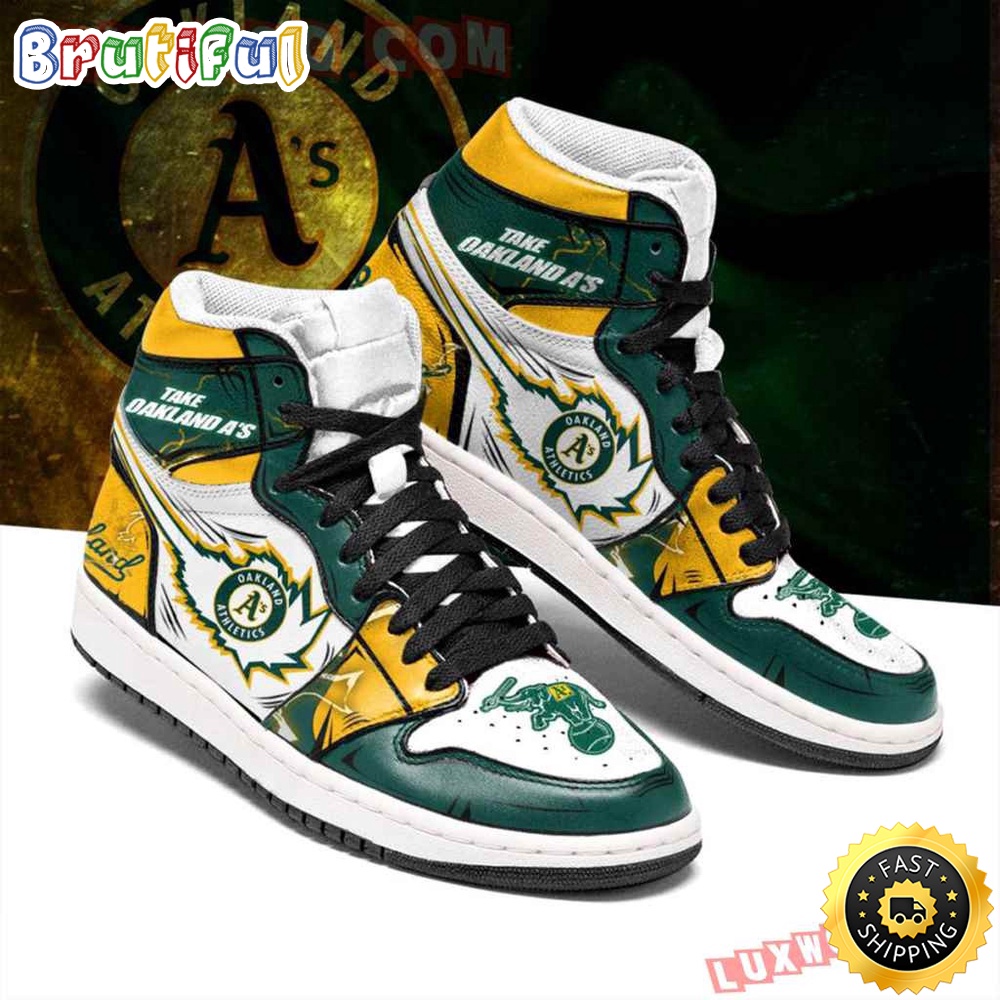 Sportswearmerch Oakland Athletics MLB AJ1 High Sneakers Shoes For Men And Women