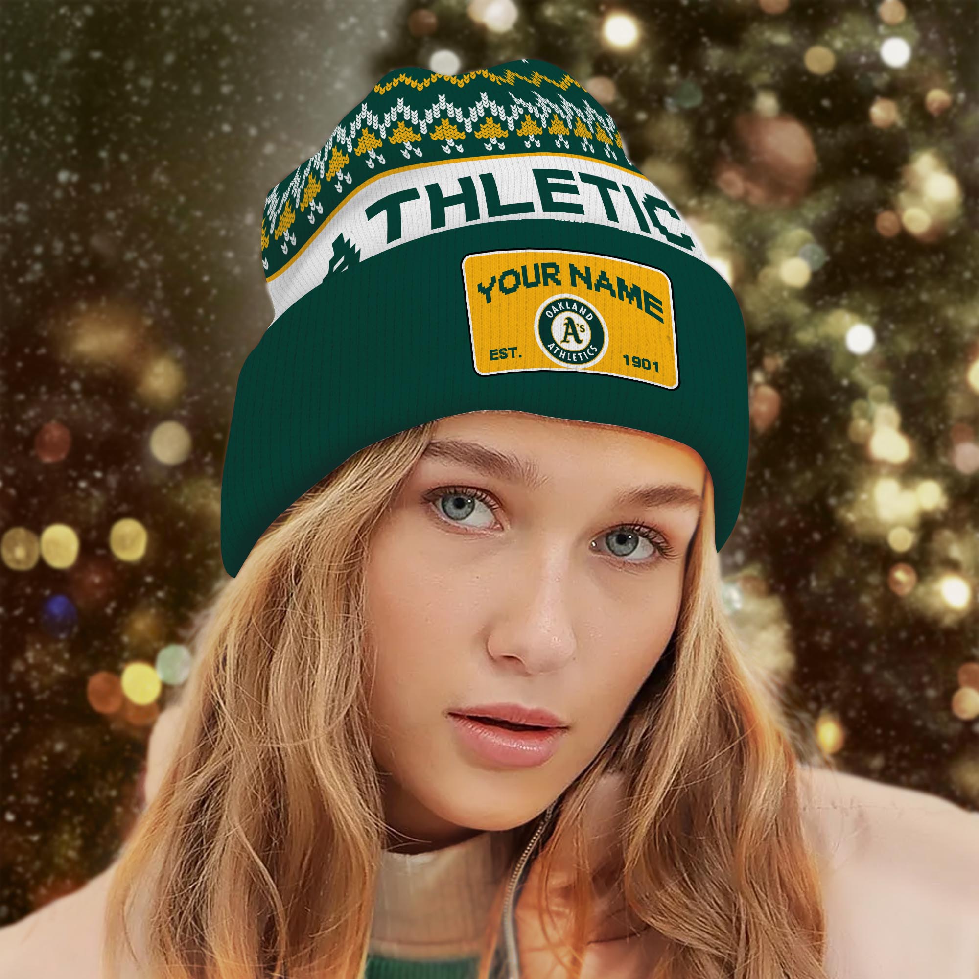 Sportswearmerch Oakland Athletics MLB Christmas Beanie Hat For Fan